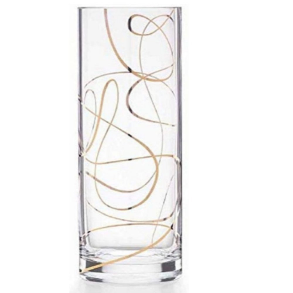 Kate Spade Mulberry Street Vase clear gold ribbon nwt - Picture 2 of 5